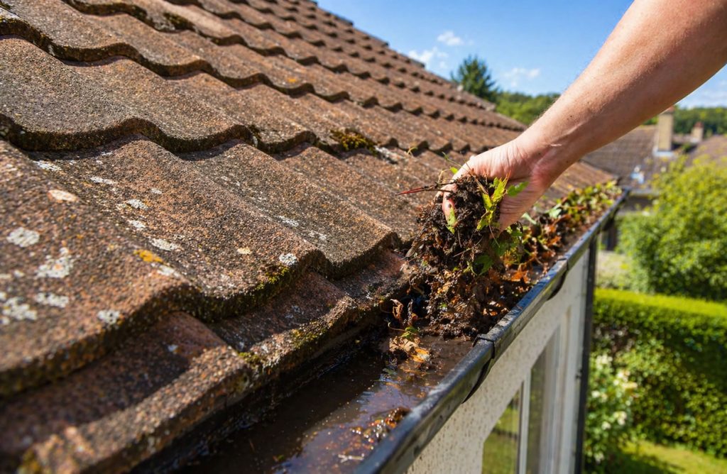 gutters cleaning cost guide - blocked guttering