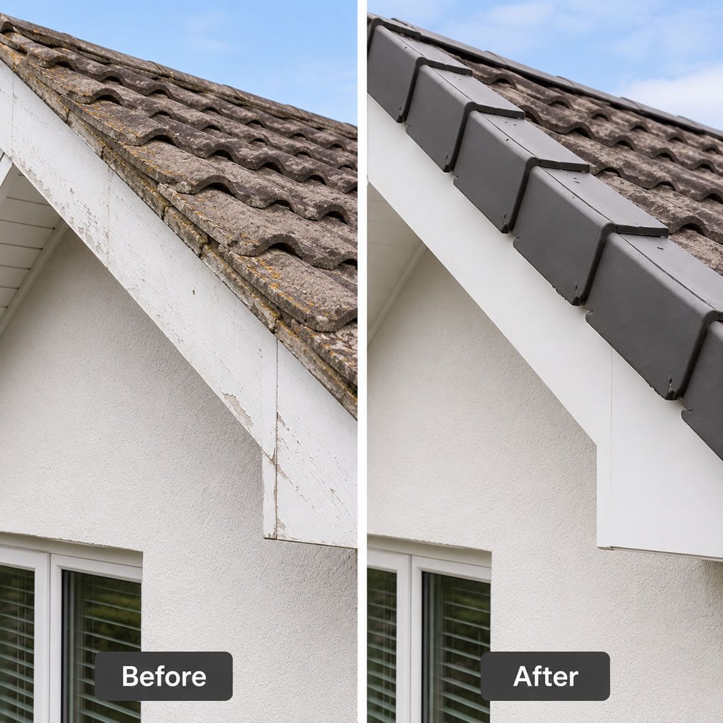 before and after dry roof verge installation replacement before and after dry roof verge installation replacement